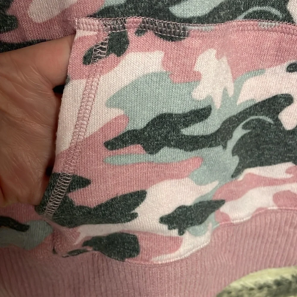 Justice size 10 pink and gray camo hoodie with front pocket